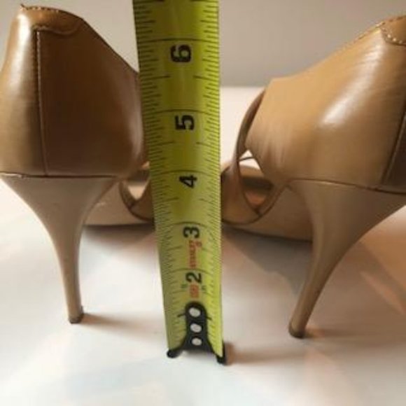 Nine West, Size 7.5M, Women's, Leather Upper, Open Toe Heels, Tan - Picture 6 of 9